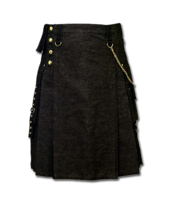 Black Denim Digital Fashion Kilt-3