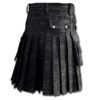 Black Denim Utility Kilt-Black 2