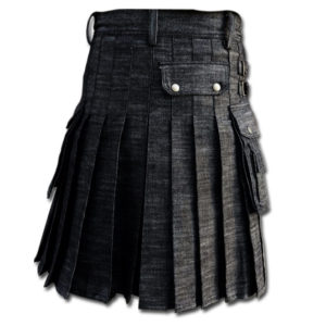 Black Denim Utility Kilt