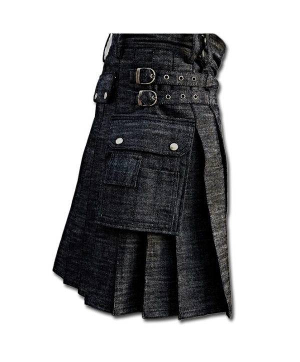 Black Denim Utility Kilt-black 1