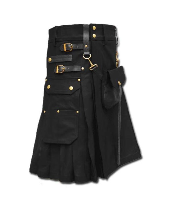 Celtic Leather Kilt with Leather Sporran-black