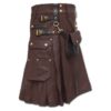 Celtic Leather Kilt with Leather Sporran-dark brown