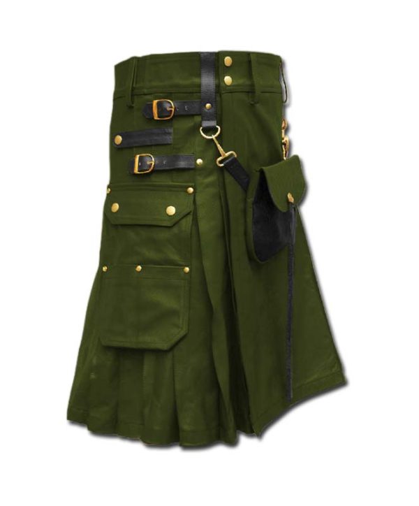 Celtic Leather Kilt with Leather Sporran-green