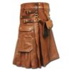 Celtic Leather Kilt with Leather Sporran-light brown 2