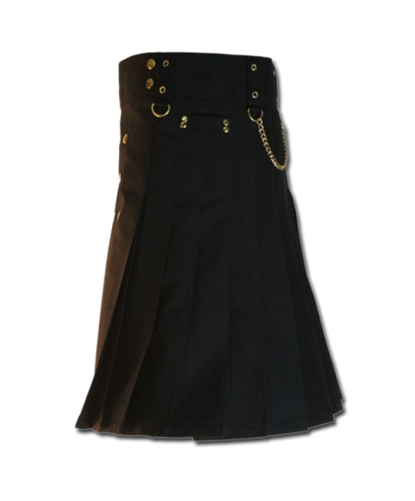 Contrast Pocket Kilt for Royal Men black4