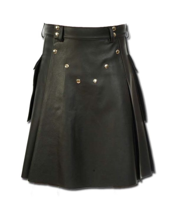 Deluxe Leather Kilt with Stylish Pockets-1