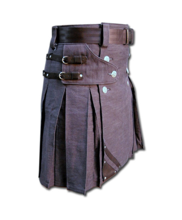 Denim and Leather Kilt-1