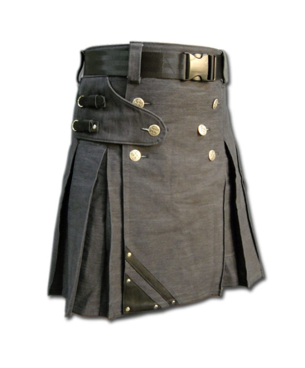 Denim and Leather Kilt-2