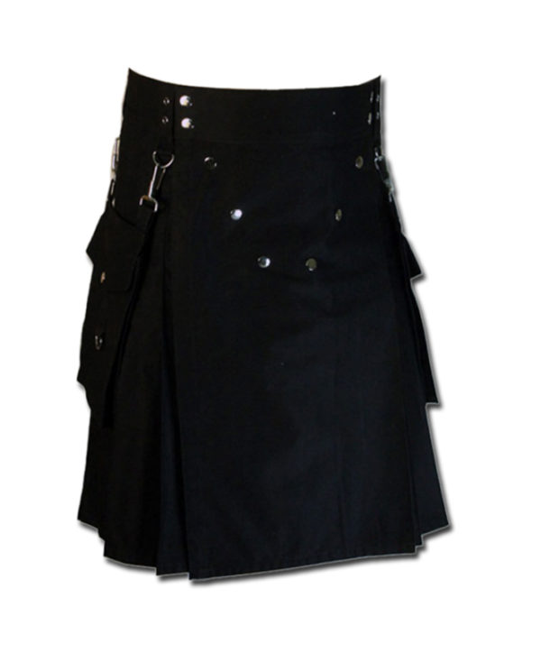 Detachable Pockets Kilt for Running Man black