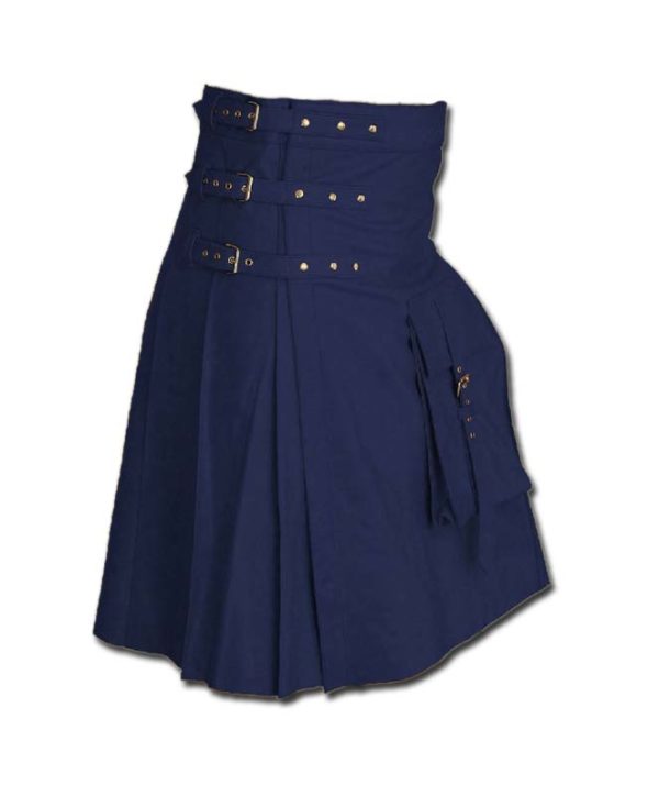 Fancy Fluttering Leather Kilt-Blue