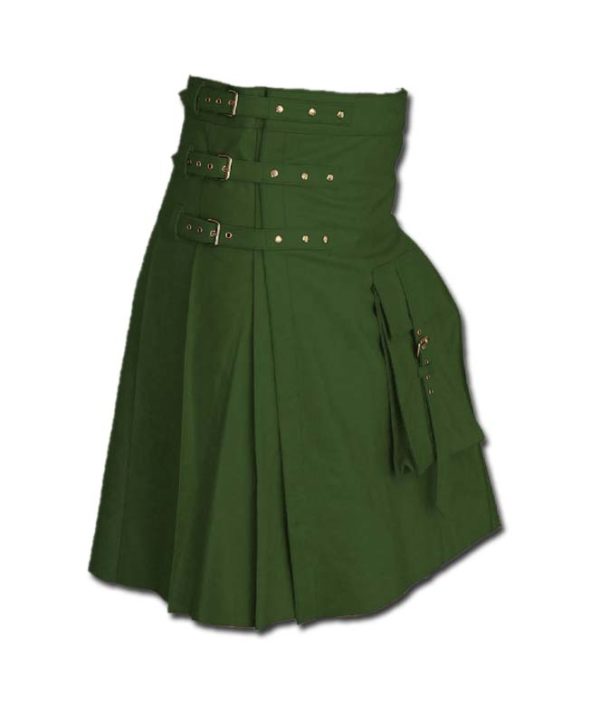 Fancy Fluttering Leather Kilt-Green