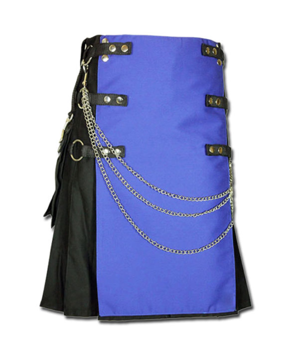 Fashion Kilt with Multi Color Pockets blue black