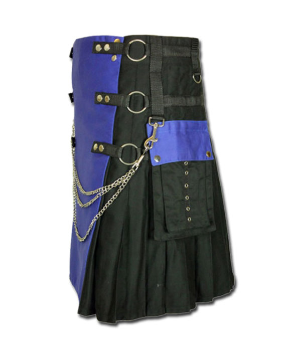 Fashion Kilt with Multi Color Pockets blue black1