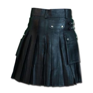 Leather Kilt with Twin Cargo Pockets