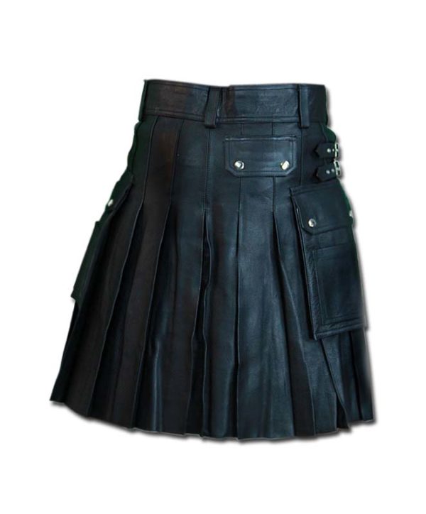 Leather Kilt with Twin Cargo Pockets-1