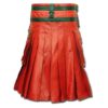 Red & Black Leather Fashion Kilt-2