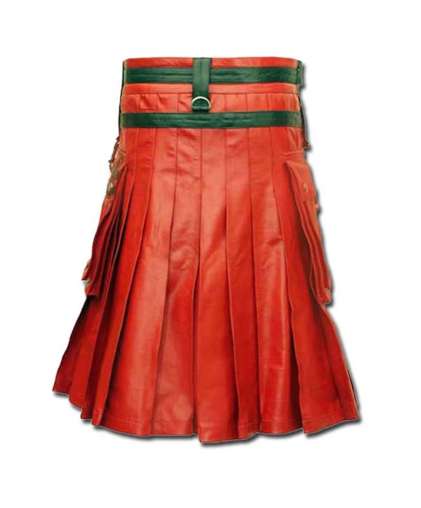 Red & Black Leather Fashion Kilt-2