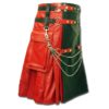 Red & Black Leather Fashion Kilt-4