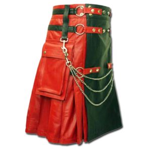 Red & Black Leather Fashion Kilt