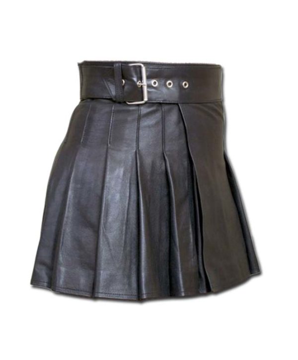 Wrap Around Leather Mini Kilt-1