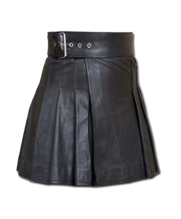 Wrap Around Leather Mini Kilt-3