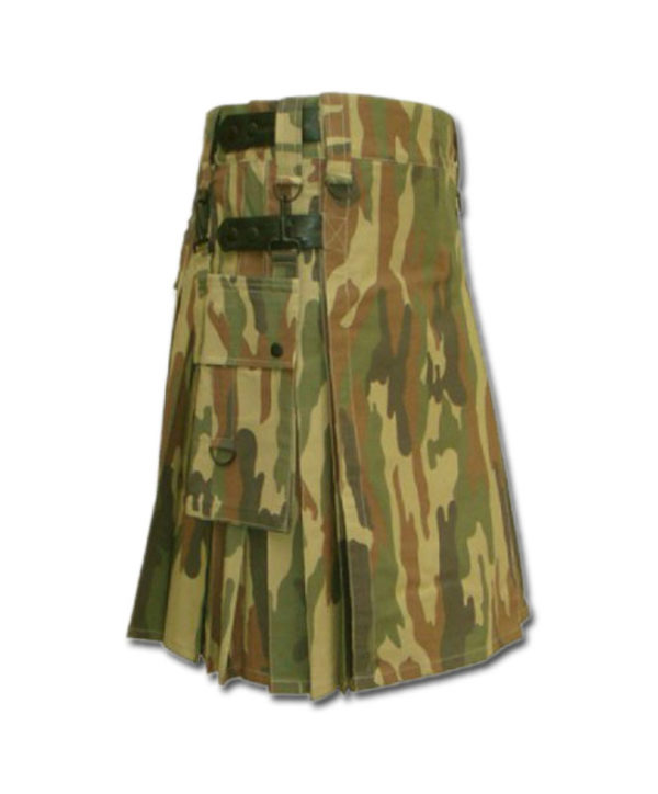 Leather Strap Camo Utility Fashion Kilt