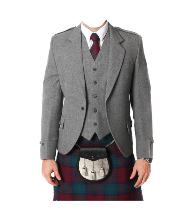 Light Grey Tweed Argyle Jacket And 5 Button Vest-1