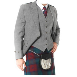 Light Grey Tweed Argyle Jacket And 5 Button Vest