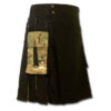 Black Camo Fashion Kilt With Box Pleats