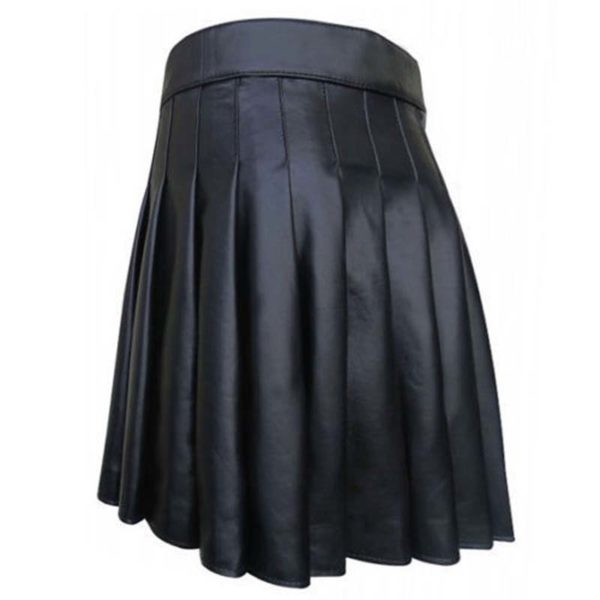 cowhide-black-open-pleated-leather-kilt-back