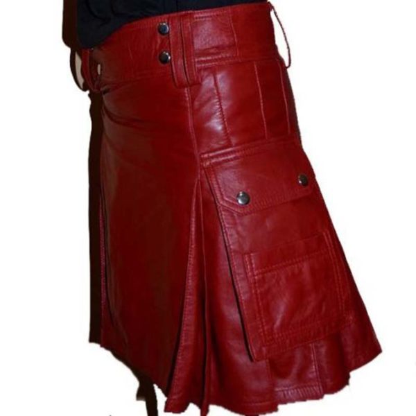 leather-gladiator-scottish-warrior-pleated-kilt-left