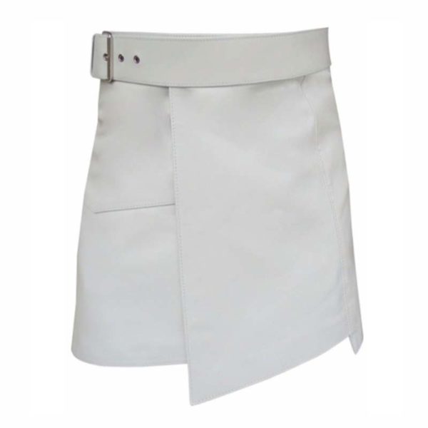 short-mini-white-leather-kilt-front