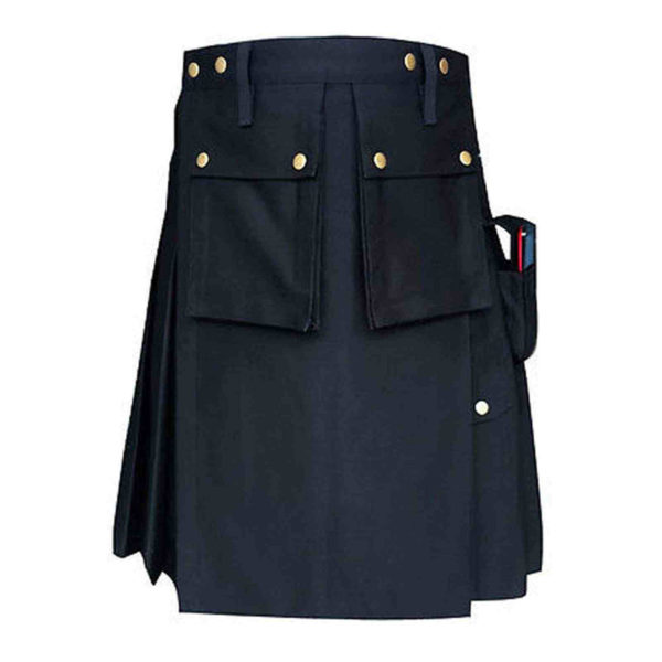 Black-Formal-Police-Utility-Kilt-back