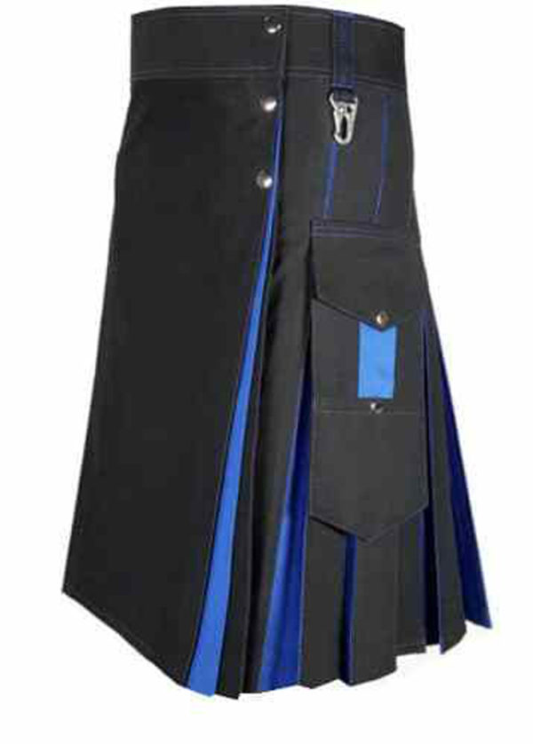 Conquest-Traditional-Black-Blue-Hybrid-Kilt-side