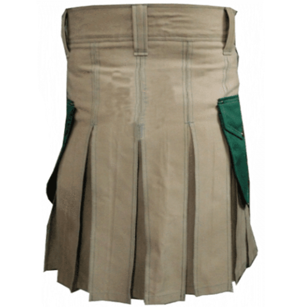 Khakhi-Christ-Kilt-with-Green-Pockets-back