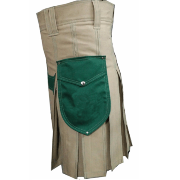 Khakhi-Christ-Kilt-with-Green-Pockets-green