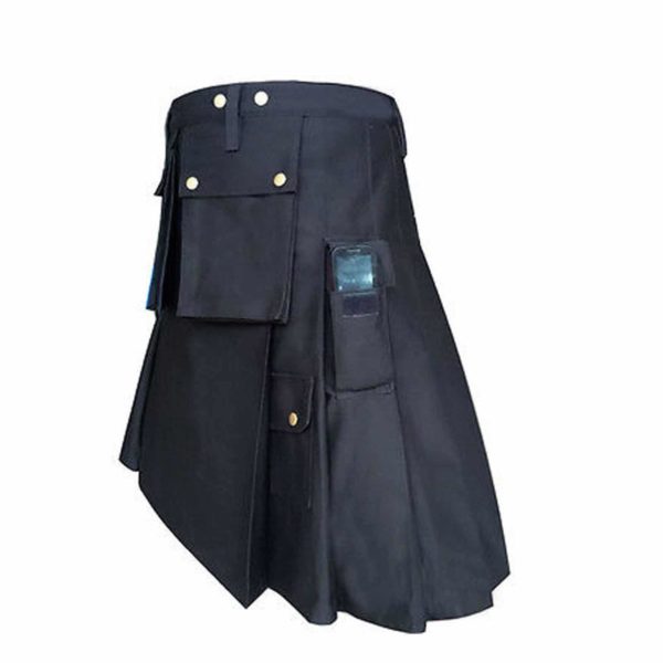 Black-Formal-Police-Utility-Kilt-Side