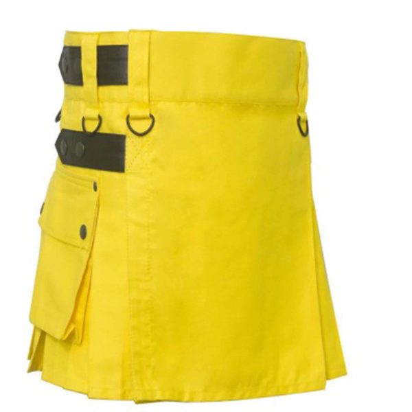 Yellow-Utility-Kilt-with-Leather-Straps