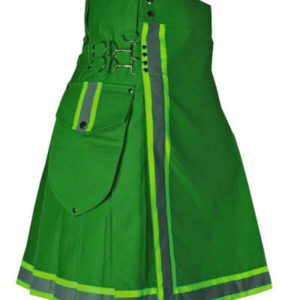 Green stylish Scottish firefighter kilt, made to order, utility kilt for men