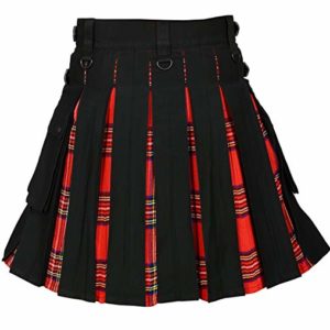 Mens Hybrid Utility Kilt Black & Royal Stewart Tartan