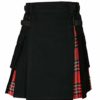 Mens Hybrid Utility Kilt Black & Royal Stewart Tartan