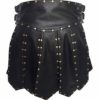 Mens Real Black Leather Heavy Duty Gladiator Kilt