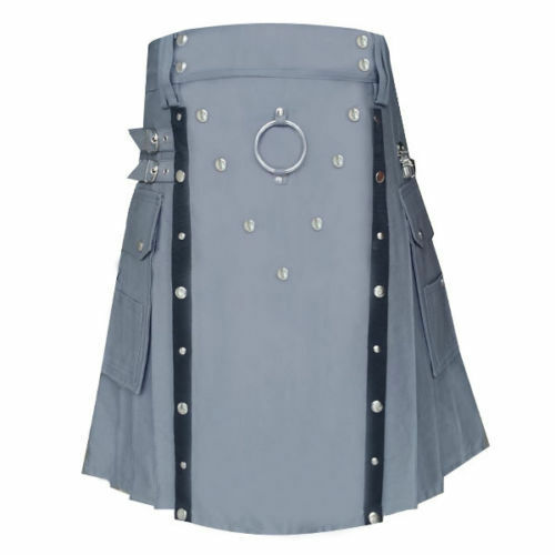 New Men Stylish Gray Utility kilt