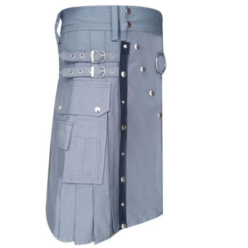 New Men Stylish Gray Utility kilt