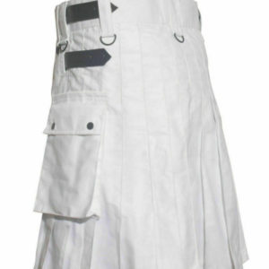 White Leather Strap Utility Kilt For Active Man Kilt Wedding Kilts