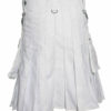 White Leather Strap Utility Kilt For Active Man Kilt Wedding Kilts01