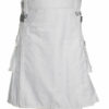 White Leather Strap Utility Kilt For Active Man Kilt Wedding Kilts02