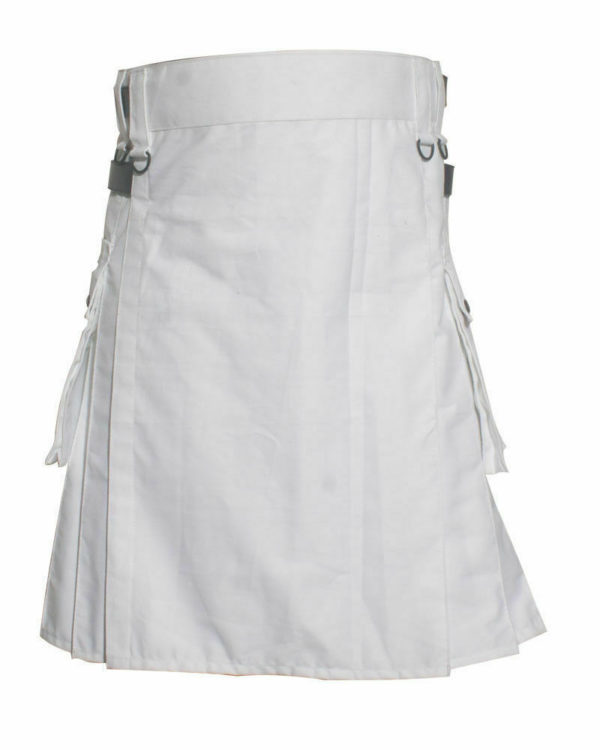 White Leather Strap Utility Kilt For Active Man Kilt Wedding Kilts02