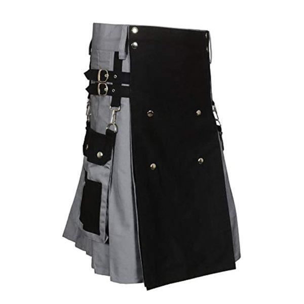 Black & Gray Scottish Two Tone Utility Kilt (2)