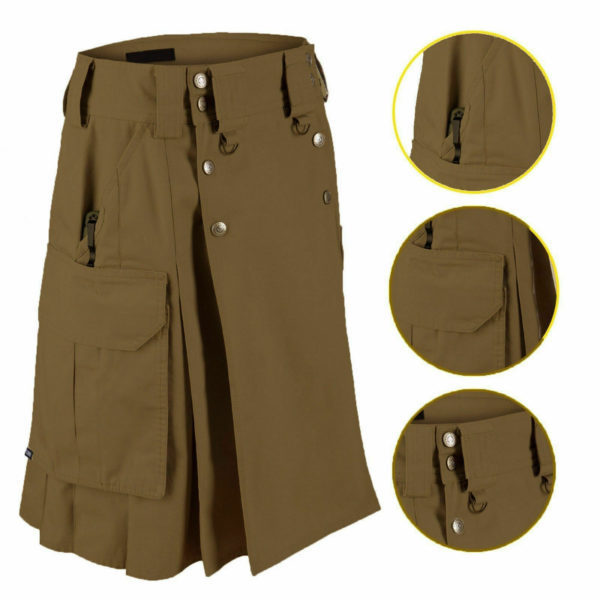 Dark Brown Tactical Men’s Combat Cargo Uniform Battle Utility Kilt